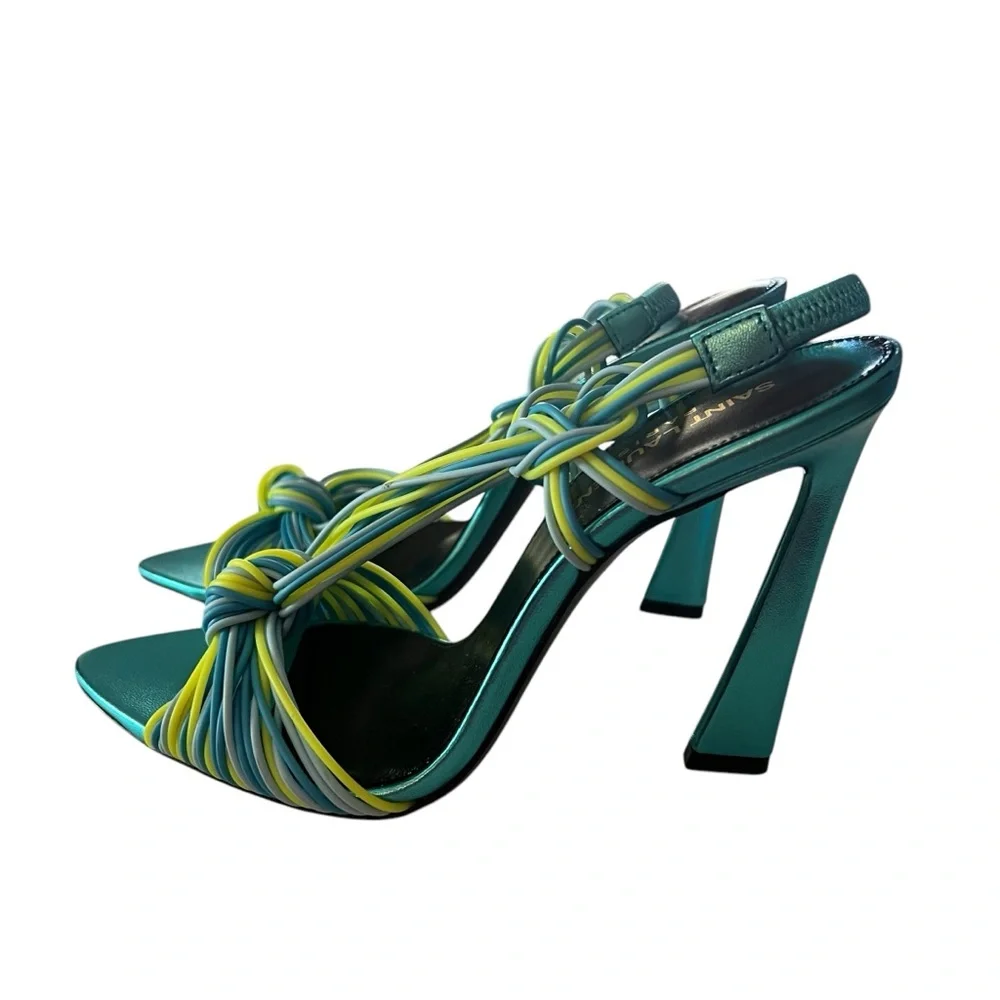 Saint Laurent Pool 105  Multi Strap High Heel Slingback Sandals EU 37.5  US 7.5 - Picture 2 of 11